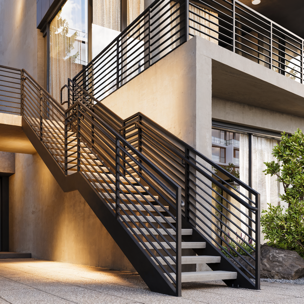 Floating Steel Stair with Concrete Treads