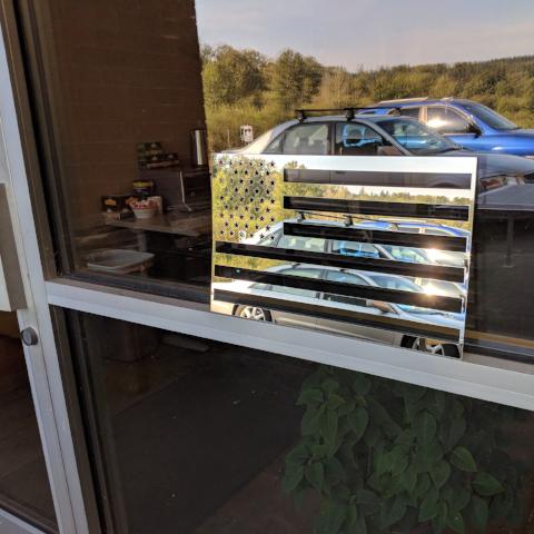 USA American Flag in mirror finish Stainless Steel