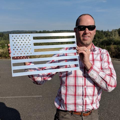 United States Flag in mirror finish Stainless Steel