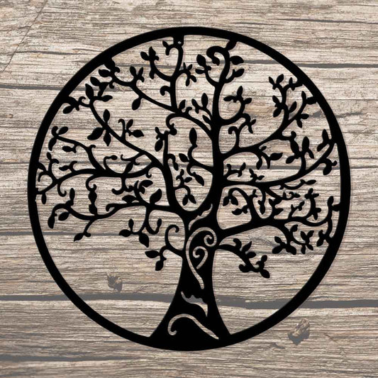 Tree of Life Metal Art Black