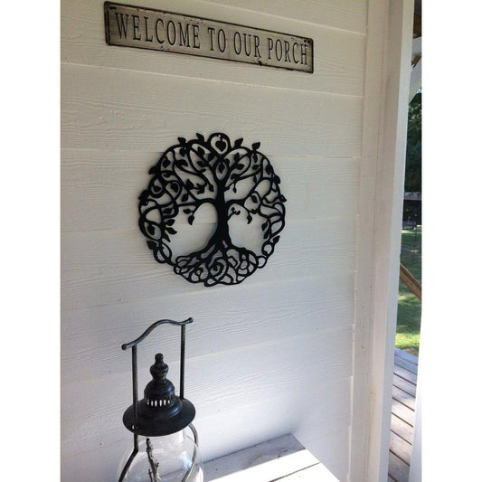 Tree of Life Metal Art Black