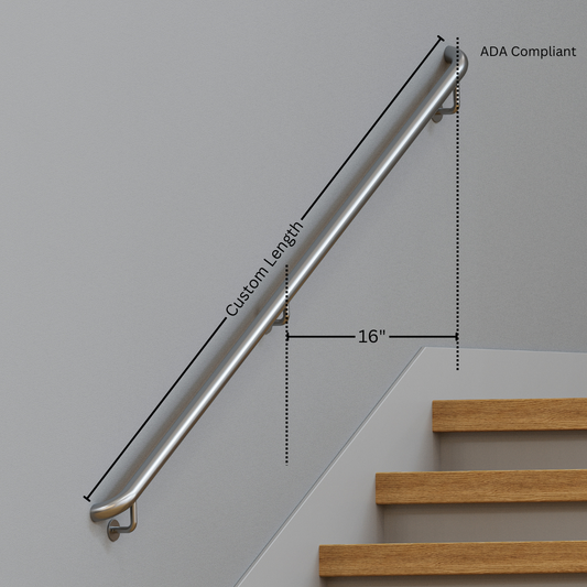 Custom Stainless Steel Handrail with Wall Return (Residential and Commercial Code)