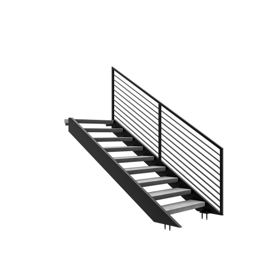 Floating Steel Stair with Concrete Treads