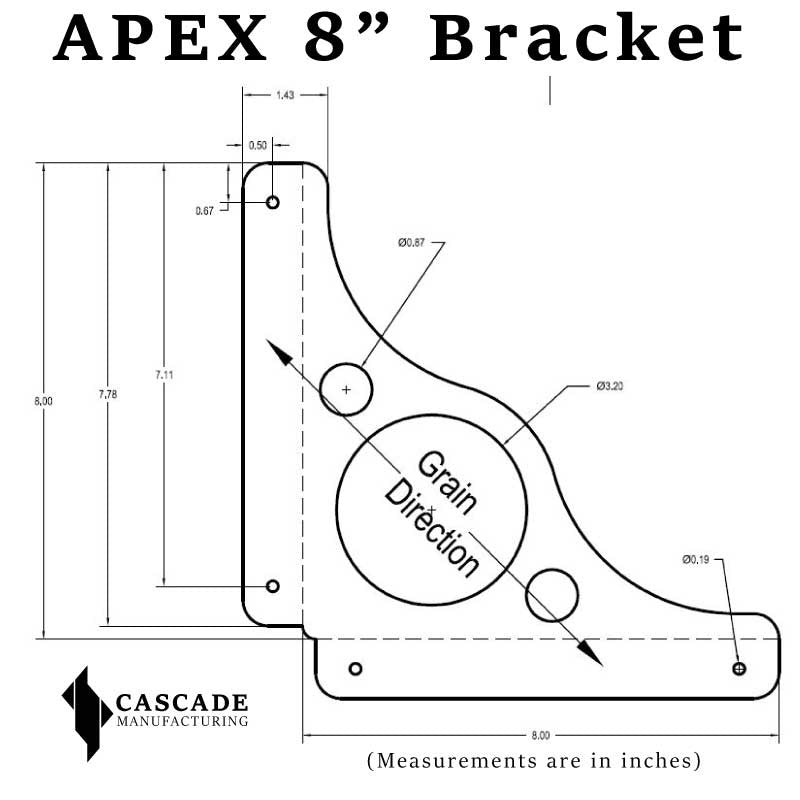 APEX 8 Inch Stainless Steel Shelf Bracket-Cascade Manufacturing