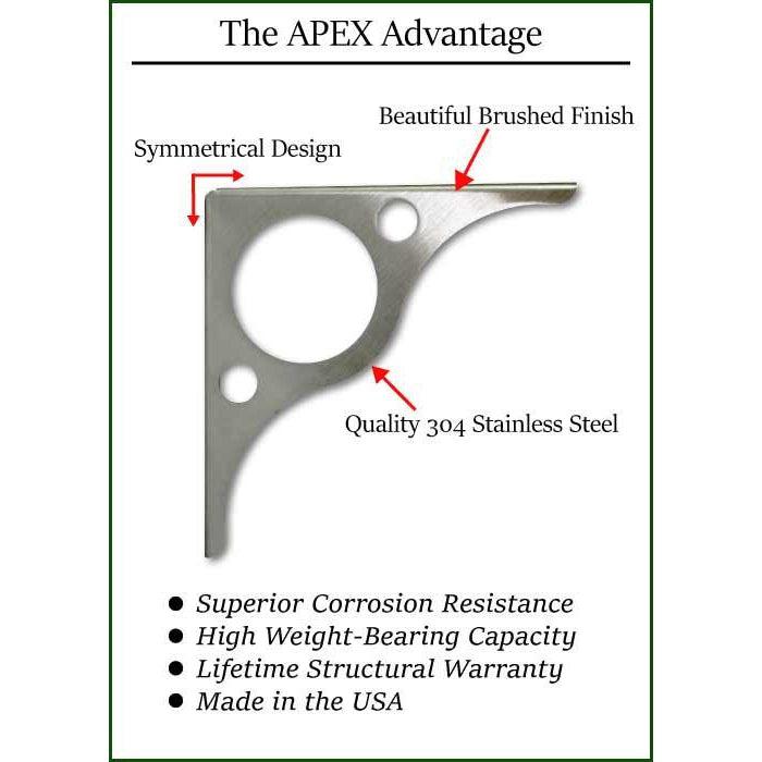 APEX 4 Inch Stainless Steel Shelf Bracket-Cascade Manufacturing