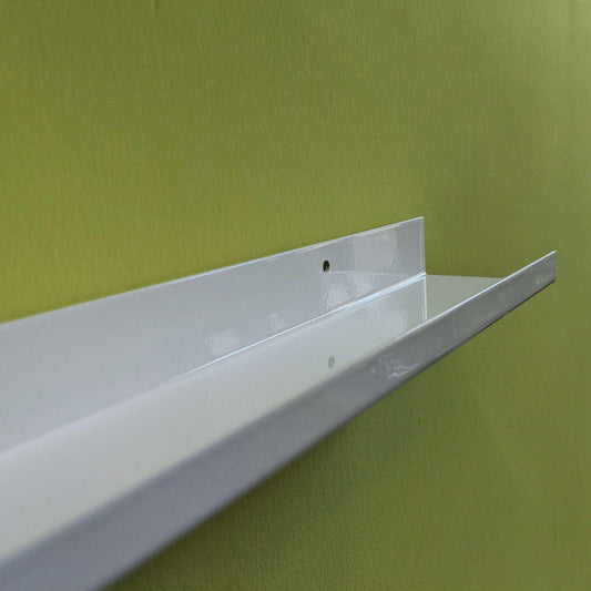 Cascade Manufacturing white picture ledge. Made in powder coated stainless steel