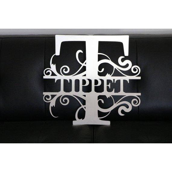 metal personalized family name monogram sign