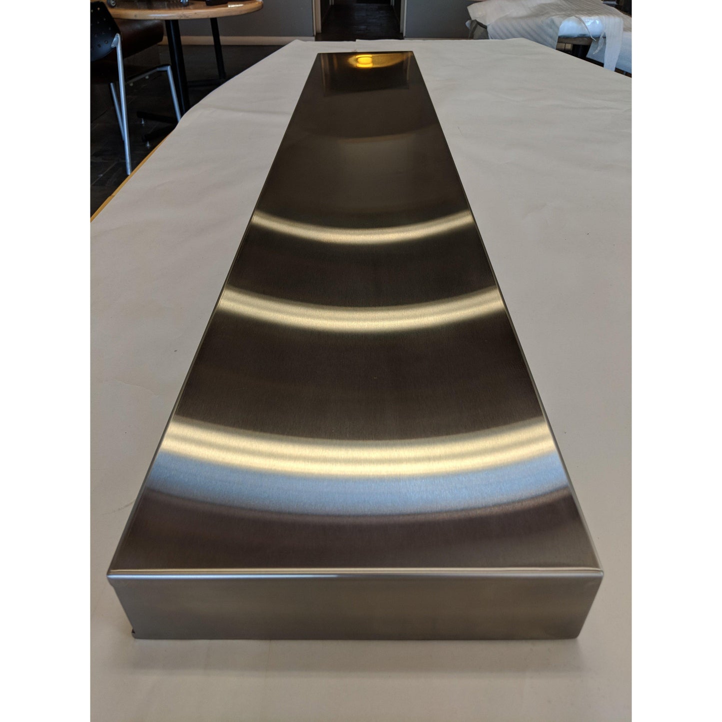 Top of Stainless Steel Floating Shelf with Brushed Finish