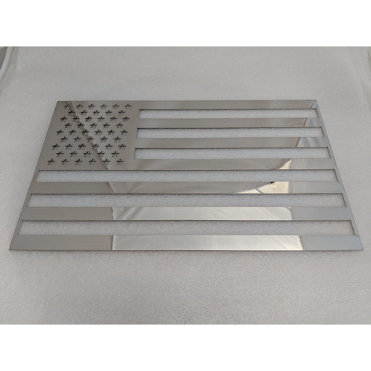 US American Flag in mirror finish Stainless Steel