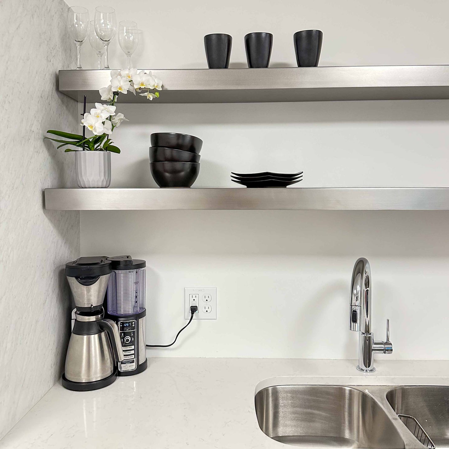 Stainless Steel Floating Shelf 8" Deep for Kitchen, Bathroom and Home
