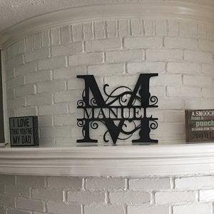 last name metal sign