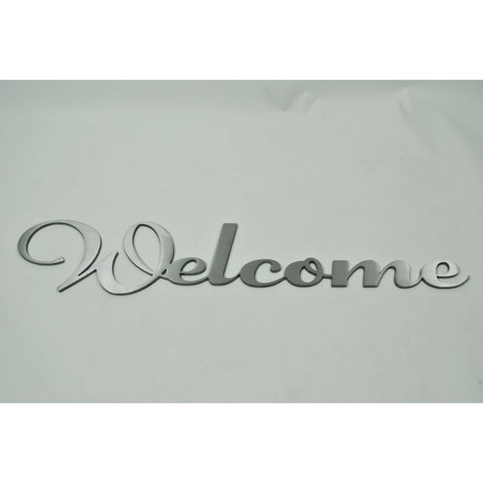 Welcome sign in stainless steel