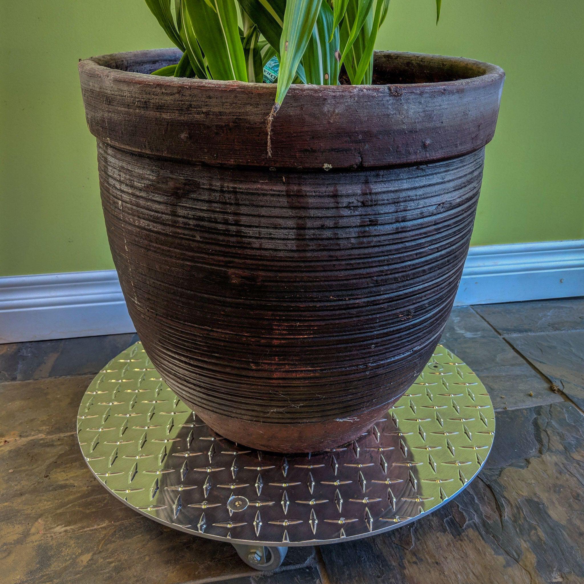 large plant pot caddy Aluminum Rolling Plant Caddy