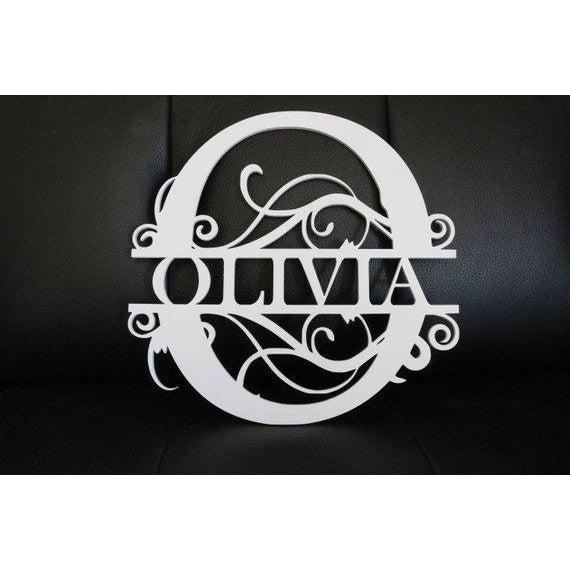 steel monogram initial with family name