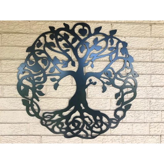 Tree of Life Metal Art Black