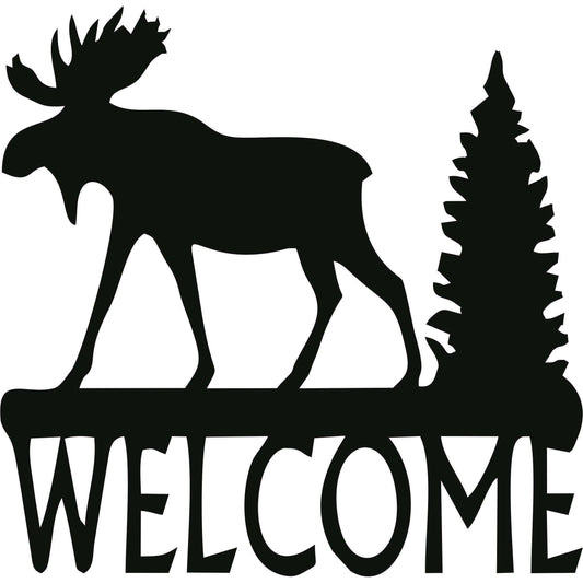 Welcome with Moose Metal Wall Art Sign-Cascade Manufacturing